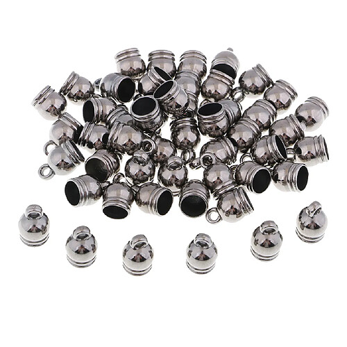 50pcs fin capuchon bouchon de perles ajustement 8mm cuir cordon bijoux conclusions gris noir