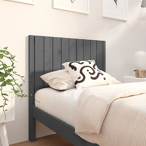 Maison Chic Tête de lit scandinave pour lit adulte,Meuble de chambre Gris 95,5x4x100 cm Bois massif de pin -MN27775