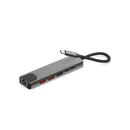 Linq hub multiport 6en1 pro usb-c 1 hdmi, 2 usba, 2 usbc, ethernet