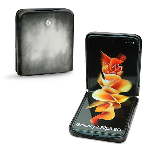 Coque cuir Samsung Galaxy Z Flip3 - Seconde peau - Gris Patine - NOREVE