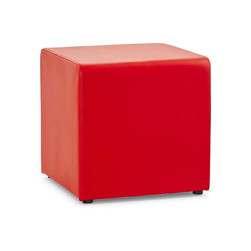 Mes Pouf cube en PU rouge - RABIK