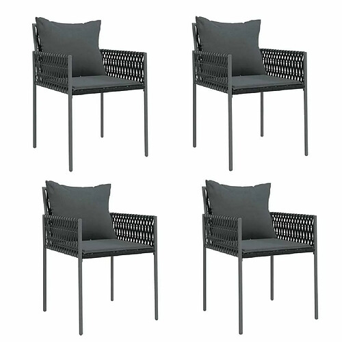 Maison Chic Lot de 4 Chaises de jardin,Fauteuil d'extérieur avec coussins noir 54x61x83 cm rotin -MN85957