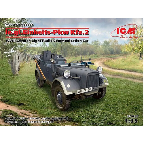 le.gl.Einheitz-Pkw KFZ.2,WWII GermanLigh Radio Communication Car- 1:35e - ICM