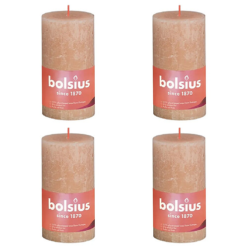 Bolsius Bougies pilier rustiques Shine 4 pcs 130x68 mm Rose brumeux