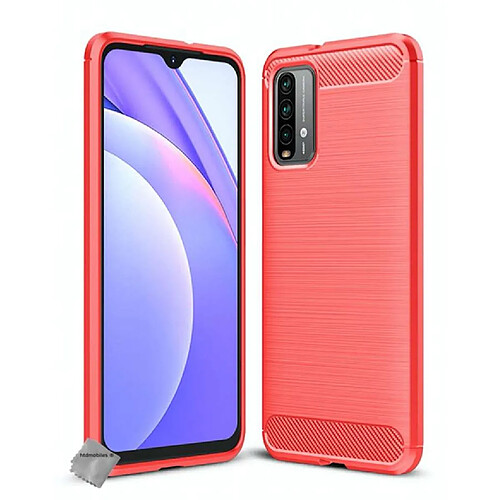 Htdmobiles Coque silicone gel carbone pour Xiaomi Poco M3 + verre trempe - ROUGE