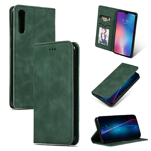 Wewoo Housse Coque Étui en cuir avec rabat horizontal magnétique Business Skin Feel rétro pour Xiaomi 9 SE vert armée