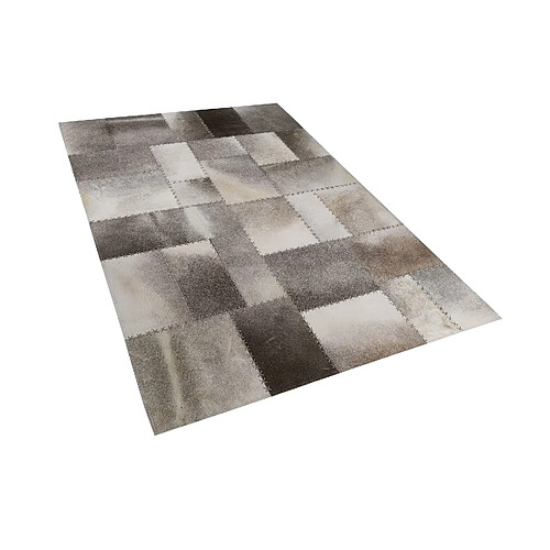 Beliani Tapis en cuir patchwork marron et taupe 140 x 200 cm PERVARI