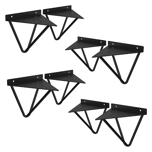 ML DESIGN MODERN LIVING 8x Support étagère d'angle triangle en métal noir avec vis 160 mm fixation mural