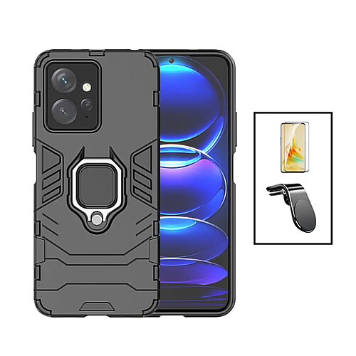 PHONECARE Kit Film Verre Trempé 5D Full Cover + Coque 3X1 Military Defender + Support Magnétique L Safe Driving Voiture pour Xiaomi Redmi Note 12 4G - Noir