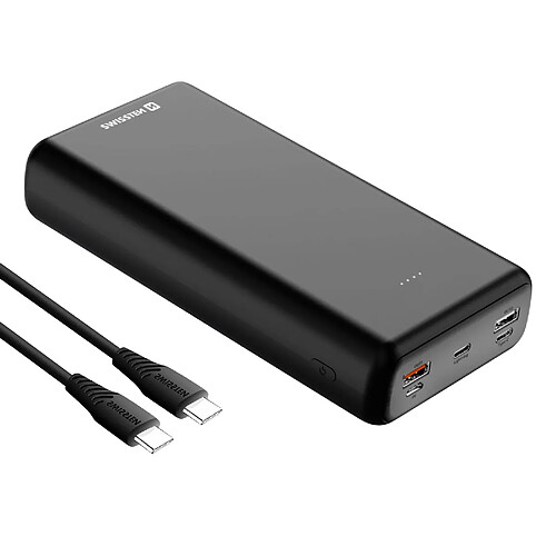 Batterie Externe 30000mAh 2x USB + USB-C Câble USB-C 1m Swissten Noir