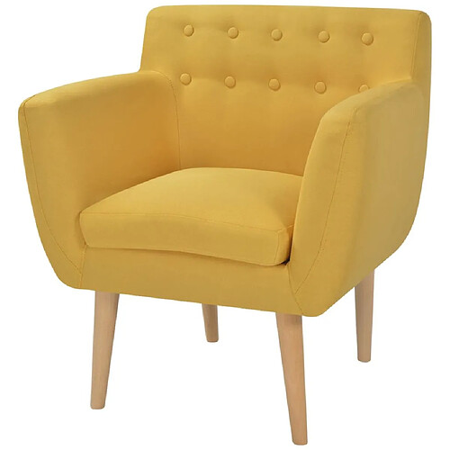 Helloshop26 Fauteuil chaise siège lounge design club sofa salon tissu 67 x 59 x 77 cm jaune 1102102/3