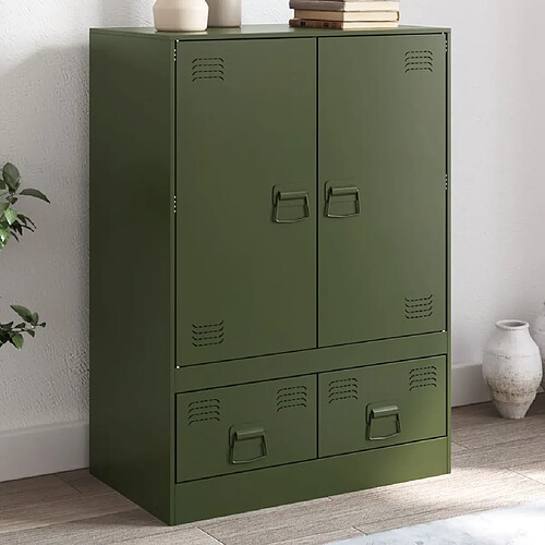 vidaXL Buffet vert olive 67x39x95 cm acier