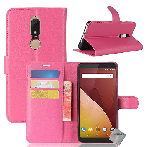 Htdmobiles Housse etui portefeuille pour Wiko View Prime + verre trempe - ROSE