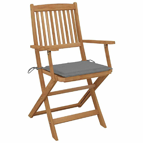 Maison Chic Lot de 4 Chaises pliables de jardin avec coussins - Fauteuil d'extérieur Bois d'acacia -MN72245