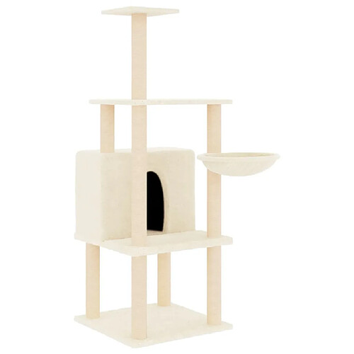 Helloshop26 Arbre à chat meuble tour grimper jouet grattage grattoir escalade plateforme avec griffoirs en sisal 132 cm crème 02_0022468