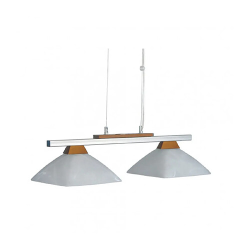 Lumière Suspension Ela Verre,bois,acier Rustique 2 ampoules 60cm