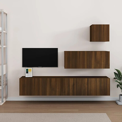 vidaXL Ensemble de meubles TV 4 pcs Chêne marron Bois d'ingénierie