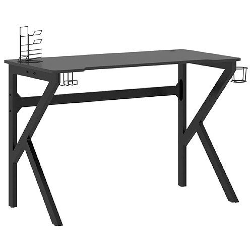 Helloshop26 Bureau table poste de travail meuble d'ordinateur informatique étude de jeu avec pieds en forme de K 110 x 60 x 75 cm noir 02_0023769