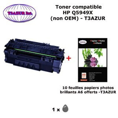 Toner générique HP 49X, Q5949X pour imprimante HP LaserJet 1160 1320 1320N 3390 3392+ 10f papiers photos A6 -T3AZUR