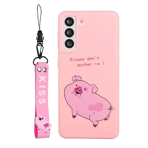 Coque en silicone motif dessin animé avec lanière rose foncé pour votre Samsung Galaxy S22 5G