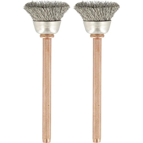 Lot de 2 brosses inox boisseau pour Dremel - 26150531JA