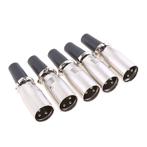 5pcs XLR 3 Broches Mâle Micro Jack Prise Connecteur de Câble Audio Microphone