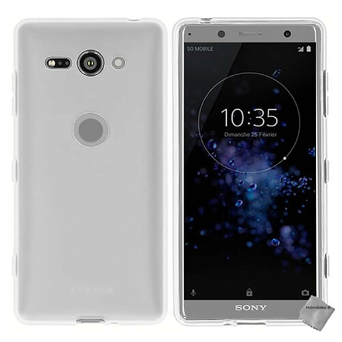 Htdmobiles Coque silicone gel fine pour Sony Xperia XZ2 Compact + film ecran - BLANC TRANSPARENT