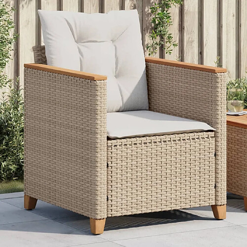 vidaXL Chaise de jardin avec coussins beige résine tressée