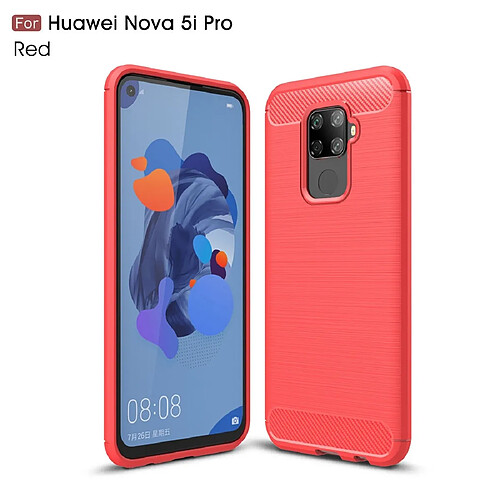 Wewoo Coque Souple TPU en fibre de carbone pour Huawei Nova 5i Pro rouge