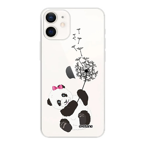 Coque iPhone 12 mini souple transparente Panda Pissenlit Motif Ecriture Tendance Evetane