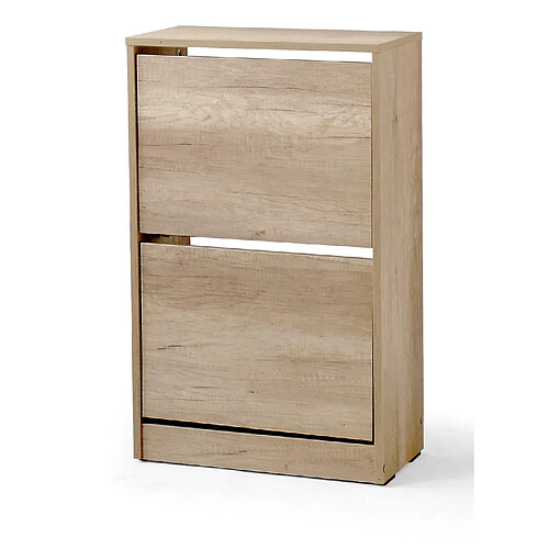 Pegane Armoire à chaussures, meuble à chaussures avec 2 portes abattantes coloris chêne cambrian - longueur 51 x profondeur 26 x hauteur 84 cm