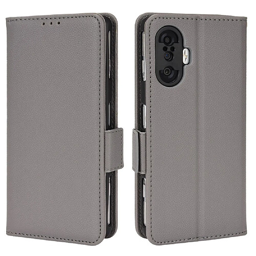 Etui en PU texture litchi, fermoir aimanté avec support gris pour votre Xiaomi Poco F3 GT/Redmi K40 Gaming