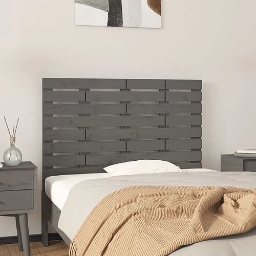 Maison Chic Tête de lit scandinave,Meuble de chambre murale Gris 106x3x63 cm Bois massif de pin -MN41450