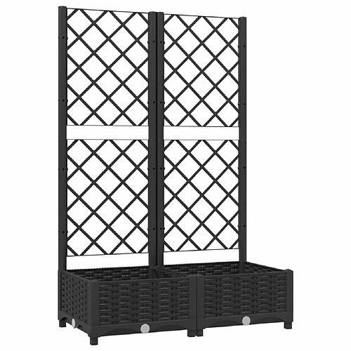 Maison Chic Jardinière,Bac à fleurs avec treillis - pot de fleur Noir 80x40x121,5 cm PP -GKD99497