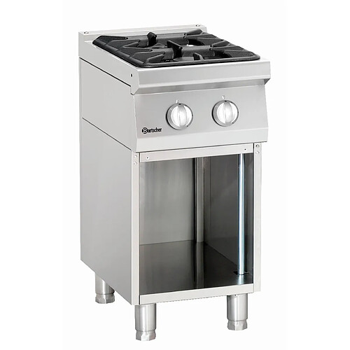 Piano de cuisson à gaz 2 brûleurs 9.1 kw - soubassement ouvert - Bartscher