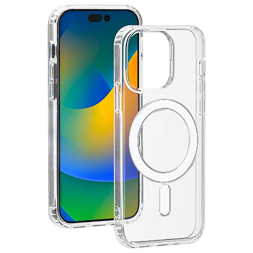 Coque hybride en silicone BigBen Connected Magsafe pour iPhone 15 Pro Transparent