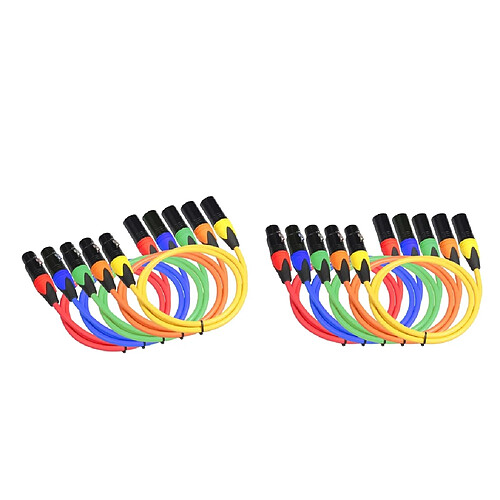 10pcs Câble XLR ,Câble Audio de Microphone Mâle à Femelle 5 couleurs, Équilibré 3 Broches pour Amplificateur 1 m