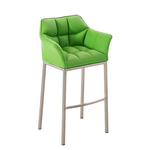 Decoshop26 Tabouret de bar chaise haute de comptoir couture carrées assise en PVC vert 4 pieds stables en acier inoxydable 10_0004711