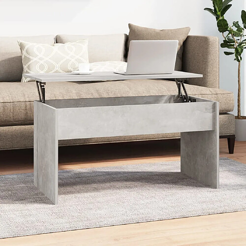 vidaXL Table basse gris béton 102x50,5x52,5 cm bois d'ingénierie