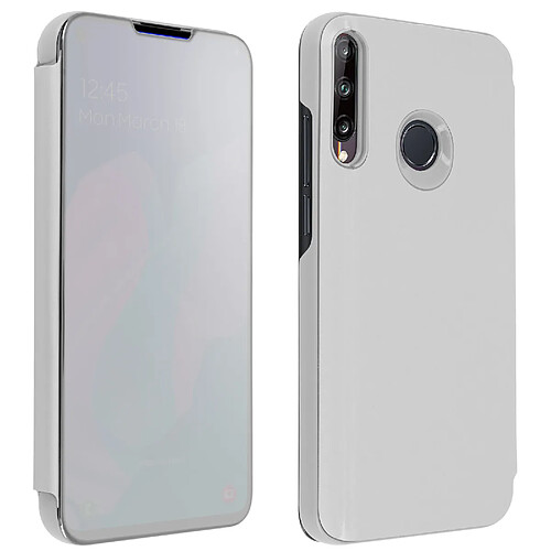 Avizar Housse Huawei P40 Lite E Clapet Translucide Design Miroir Support Vidéo Argent