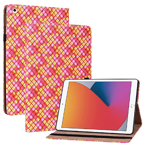 Etui en PU texture tissée, fonction d'éveil/veille avec porte-cartes rose pour votre iPad 10.2 (2019)/(2020)(2021)