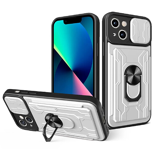 Coque en TPU antichoc avec béquille blanc pour votre iPhone 13 6.1 pouces