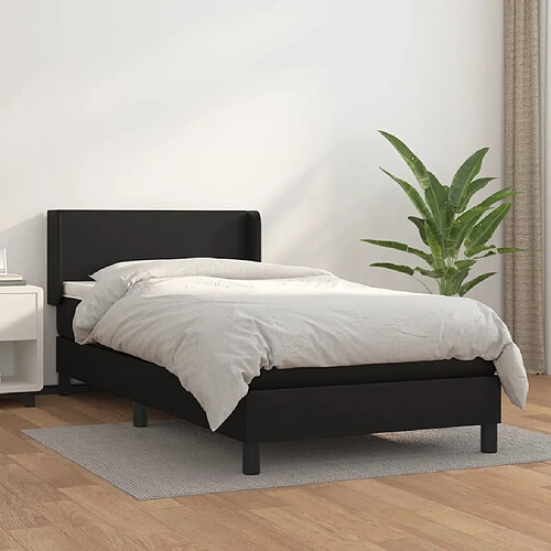 Maison Chic Lit Adulte - Lit simple Lit à sommier tapissier avec matelas moelleux - Meuble de Chambre - Noir 100x200 cm Similicuir -MN32152