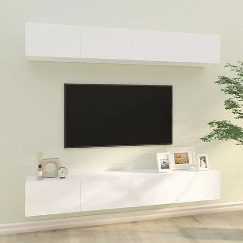 Maison Chic Ensemble 4 Meubles TV muraux suspendus Blanc 100x30x30 cm -MN50815