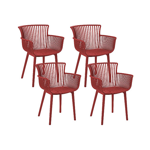 Beliani Lot de 4 chaises PESARO Matière synthétique Rouge