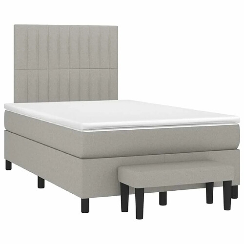 Maison Chic Lit adulte- Lit + matelas,Sommier à lattes de lit et matelas gris clair 120x190 cm tissu -GKD46744