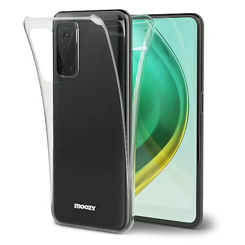 Moozy Coque 360 degrés pour Xiaomi Mi 10T 5G et Mi 10T Pro 5G – Coque intégrale avant et arrière fine transparente en gel de silicone TPU transparent