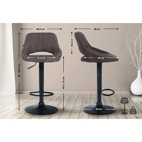 Non Tabouret de bar Milet tissu noir