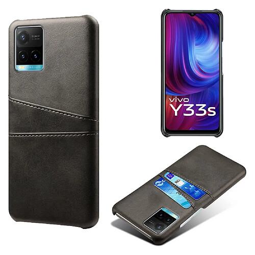 Coque en TPU + PU anti-chocs avec porte-cartes, noir pour votre Vivo Y21/Vivo Y21s/Vivo Y33s