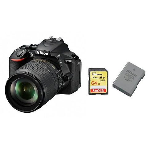 NIKON D5600 + AF-S 18-105MM F3.5-5.6G ED VR (White Box) + 64GB SD card + NIKON EN-EL14A Battery